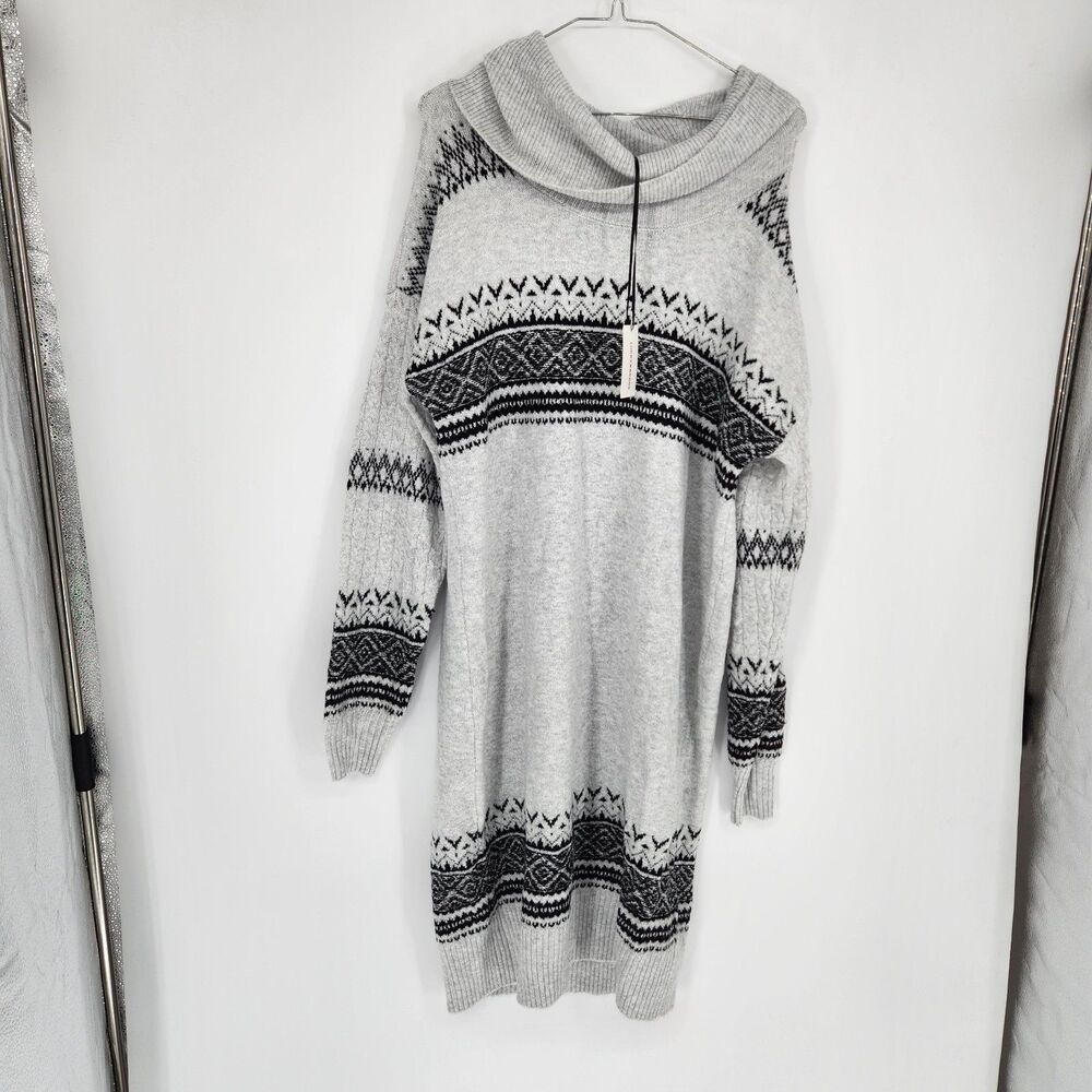LUCKY BRAND Women's Medium Gray Black Turtleneck Long Sleeve Sweater NWT